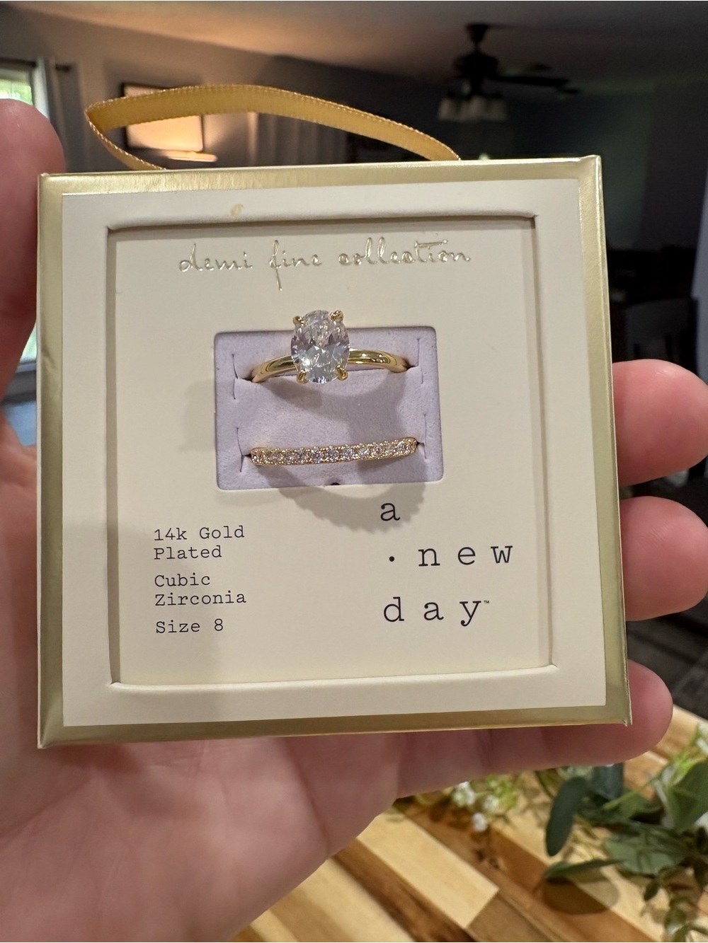 a new day Gold-Plated Cubic Zirconia Ring Set - Gold SIZE 8